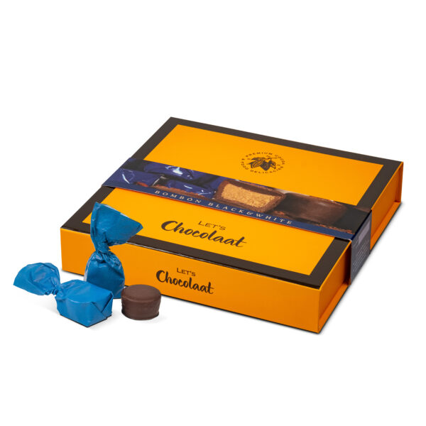 Estuche 150gr Bombón Praliné Black & White