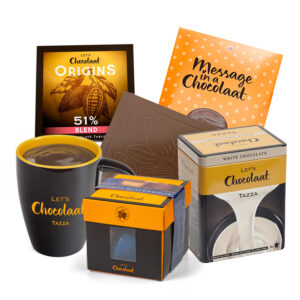 Pack 25€ Bombones Black&White Fusion 120gr + Chocolate a la taza Blanco