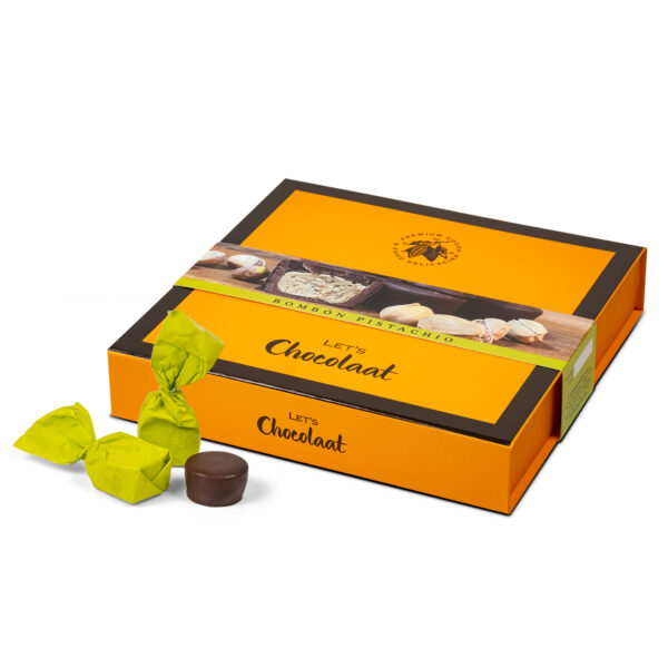 Estuche 150gr Bombón Praliné Pistacho