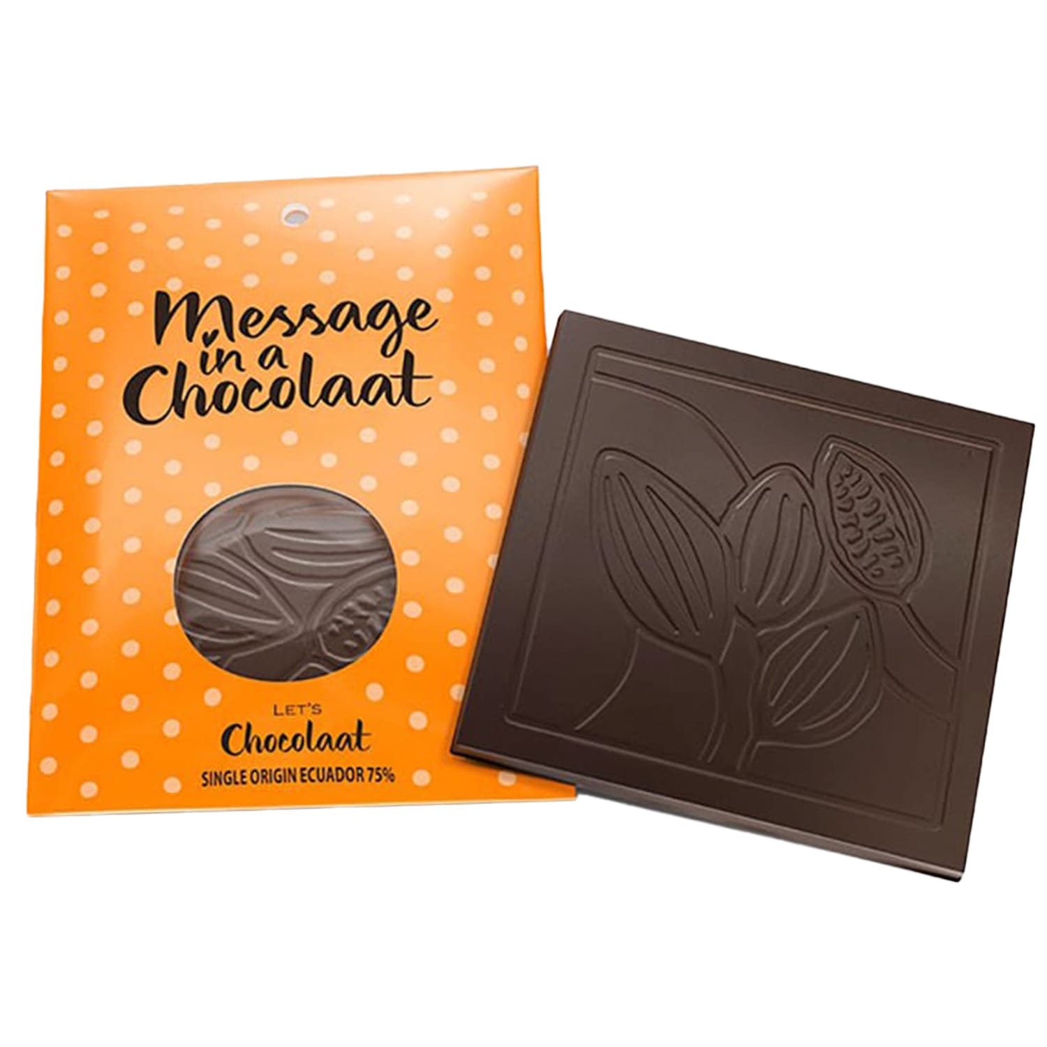 Let's Chocolaat Tableta Message in a Chocolaat Ecuador - 75% cacao