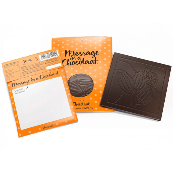 Let's Chocolaat Tableta Message in a Chocolaat Ecuador - 75% cacao