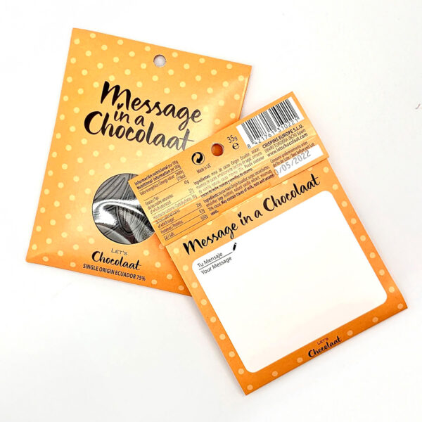 Let's Chocolaat Tableta Message in a Chocolaat Ecuador - 75% cacao