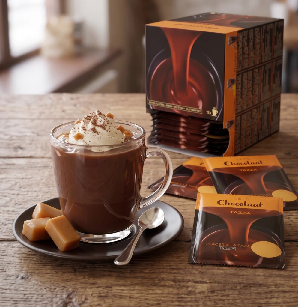 Chocolate taza polvo sabor caramelo Let's Chocolaat