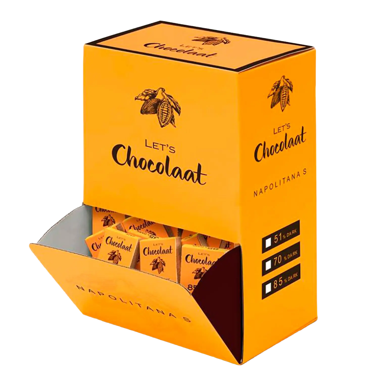 Napolitanas de chocolate en caja dispensadora